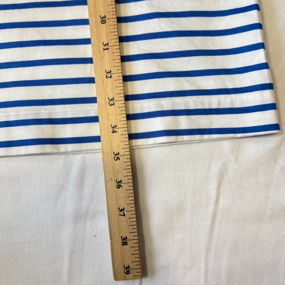 Draper James Blue Stripe Ruffle Shift Dress Bell Sleeve Size 4 Nautical Preppy - Picture 3 of 5